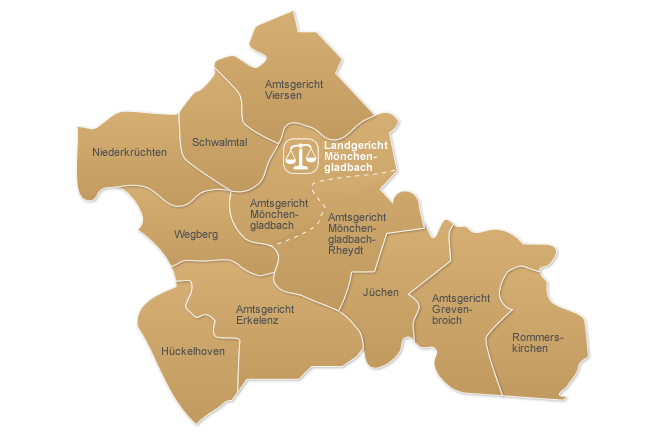 Karte des Landgerichtsbezirks Mönchengladbach